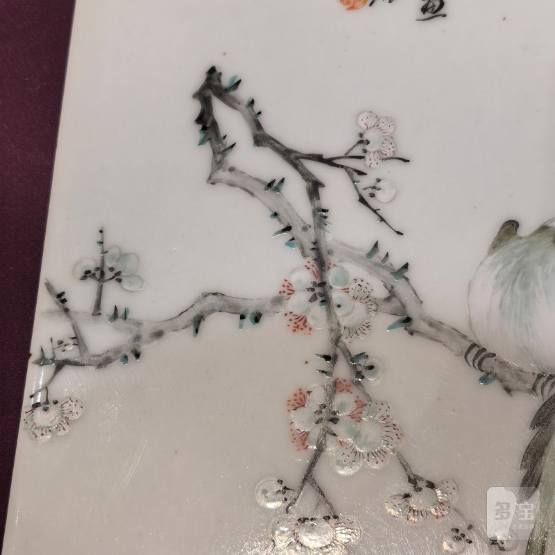 民国 粉彩富贵白头瓷板 - 图10